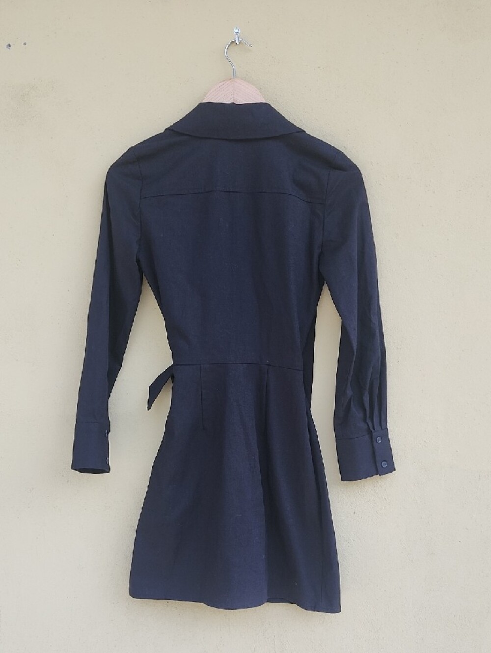ba&sh Black Cotton Long-Sleeve Wrap Dress with Side Tie - Picture 14 of 14